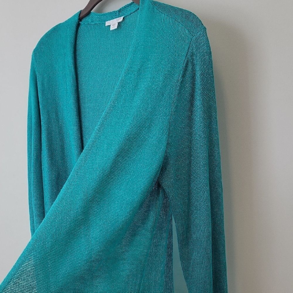 J. Jill Linen Blend Cardigan Blue Size L Laggenlook - Picture 10 of 14